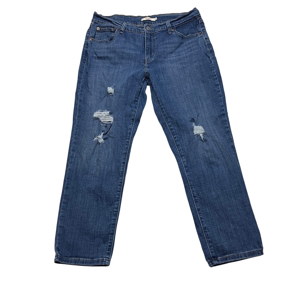 Levi's Jeans Womens 31 Blue Boyfriend Distressed Medium Wash Denim‎ 19887-0126